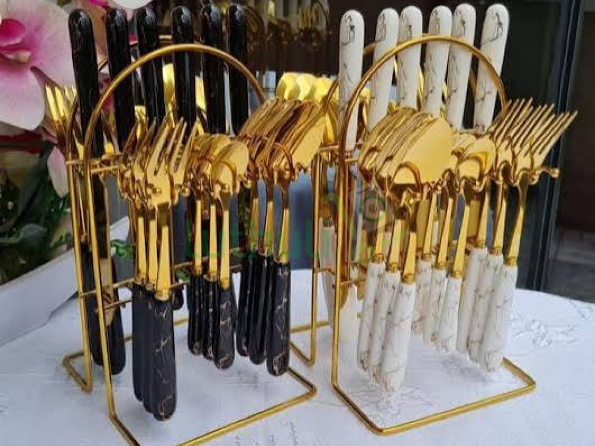 24Pcs Marble Cutlery Set Kenya  Quality Spoon