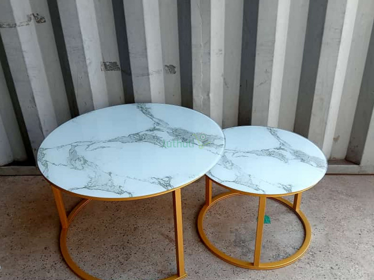 Marble Glass Effect Nesting Coffee Table Set