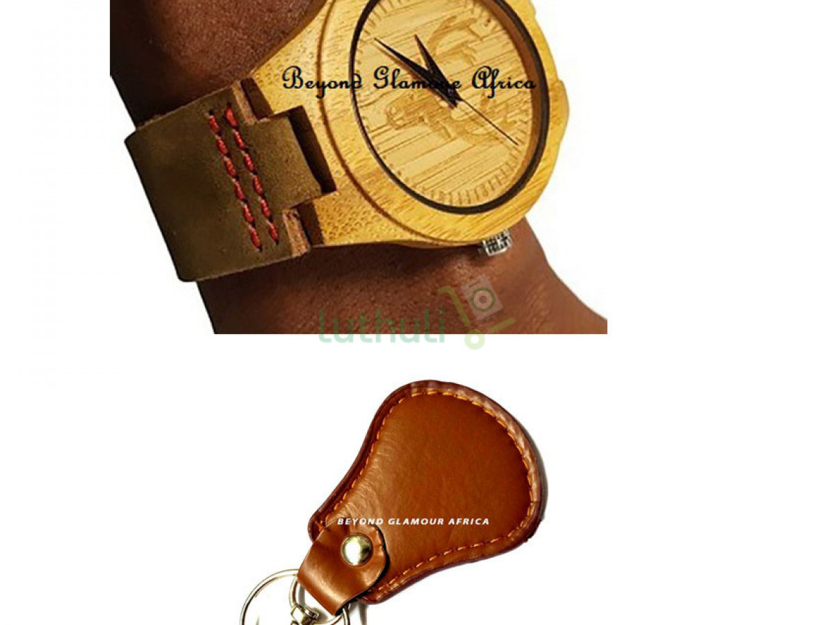 Mens Brown Wooden watch with keyholder