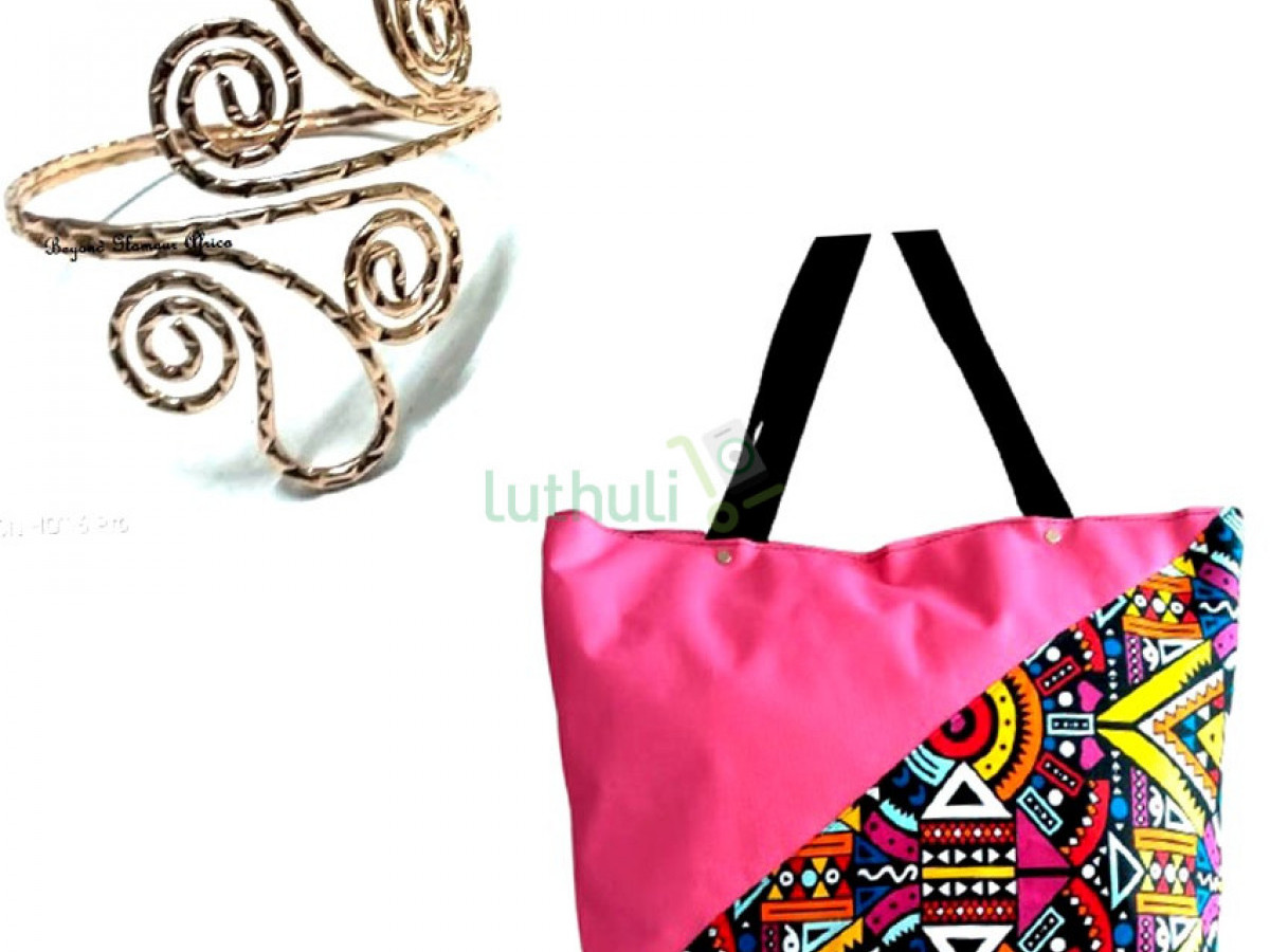 Pink Canvas bag and armlet