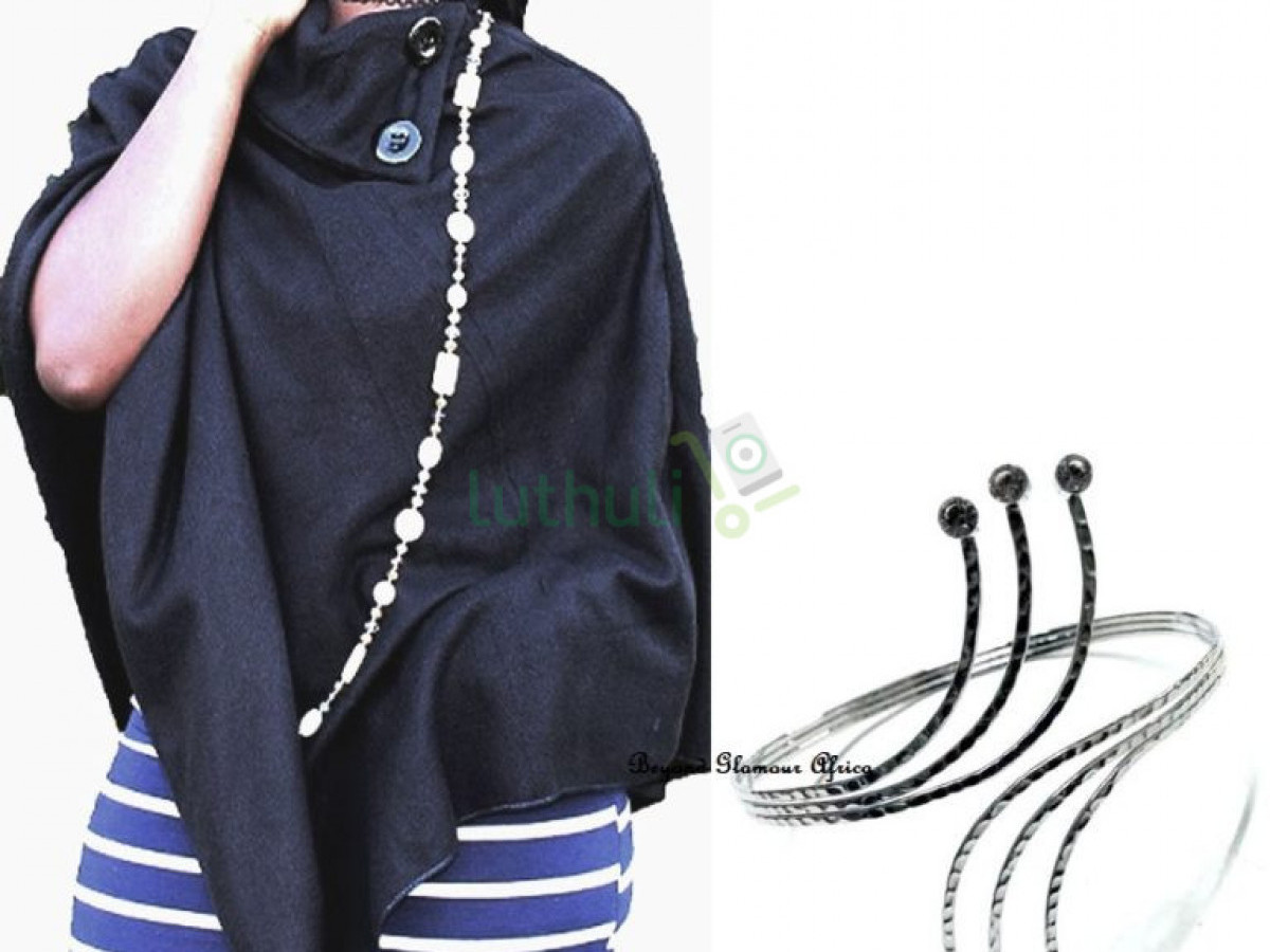 Womens Black Poncho with armlet