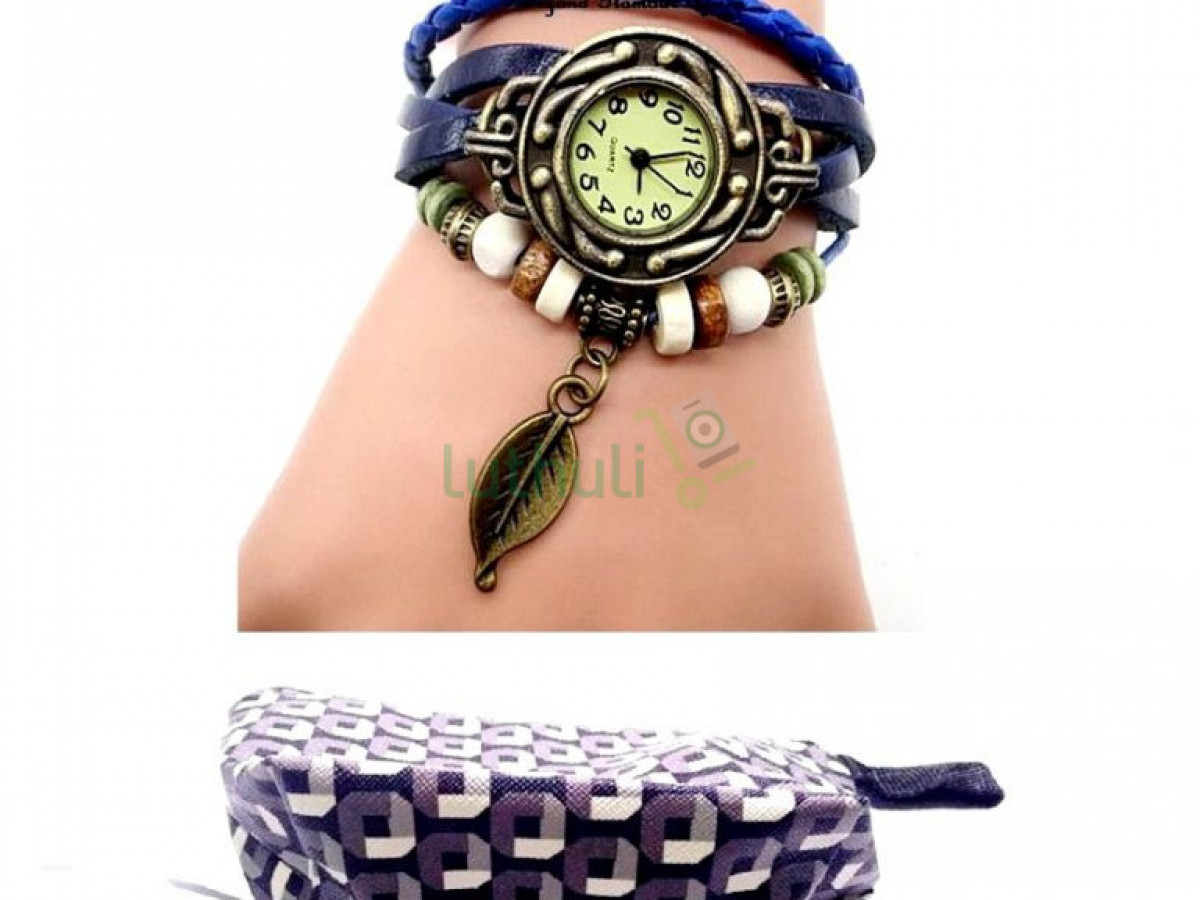 Womens Blue Bracelet watch with purse