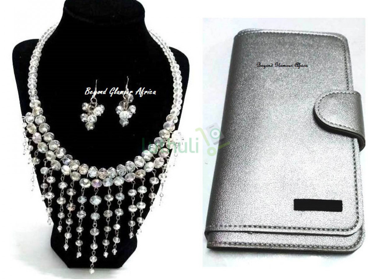 Womens Crystal Necklace set with wallet