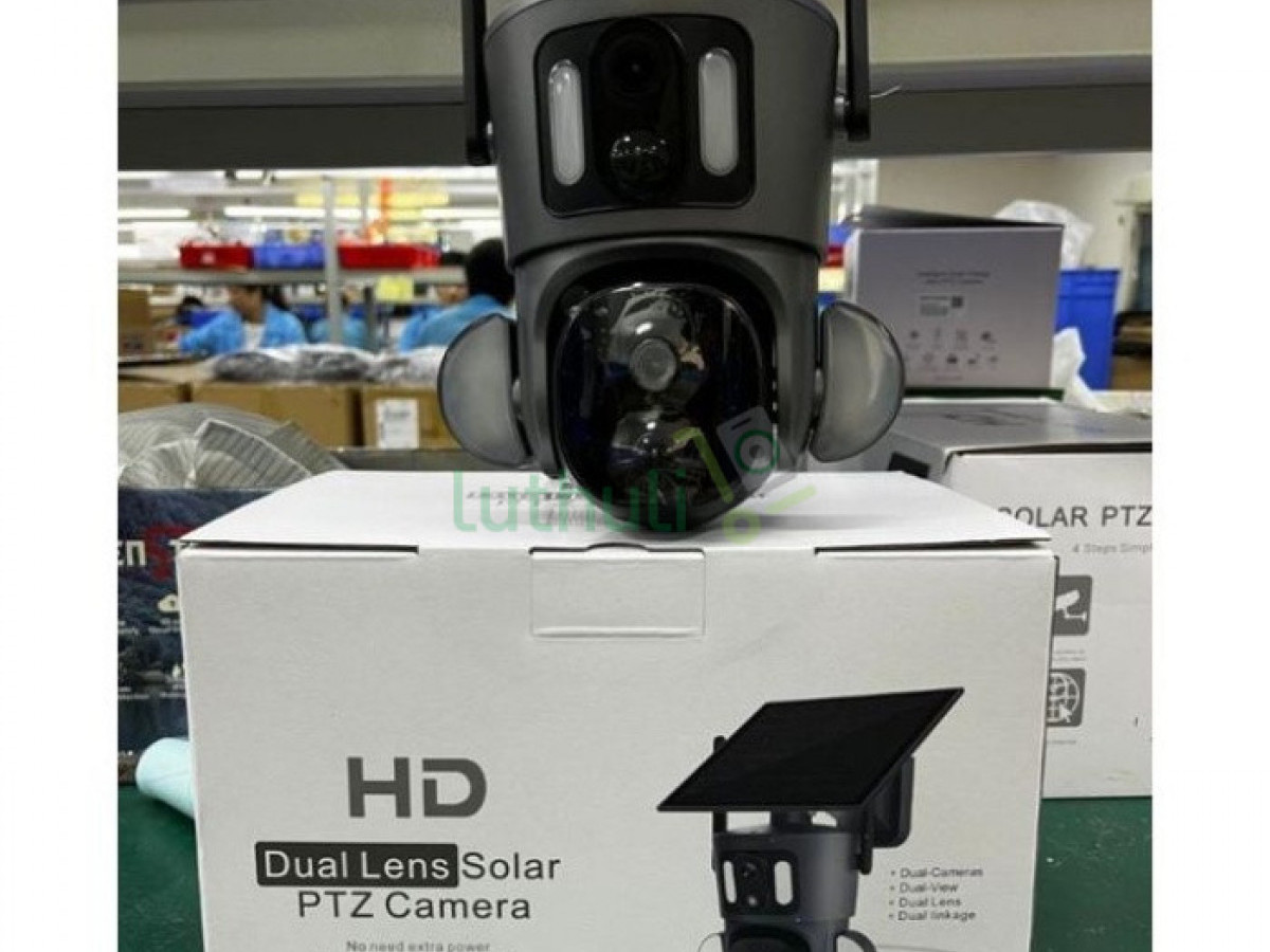 HD Dual Lens Solar PTZ Camera 360° Outdoor