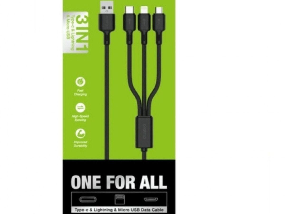 Oraimo 3 in 1 cable; TypeC, Micro and iPhone