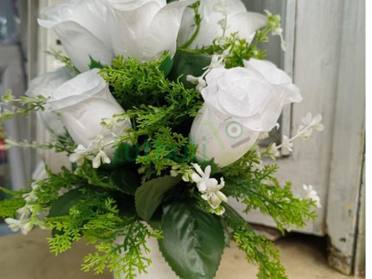 Artificial flower-Table top white roses