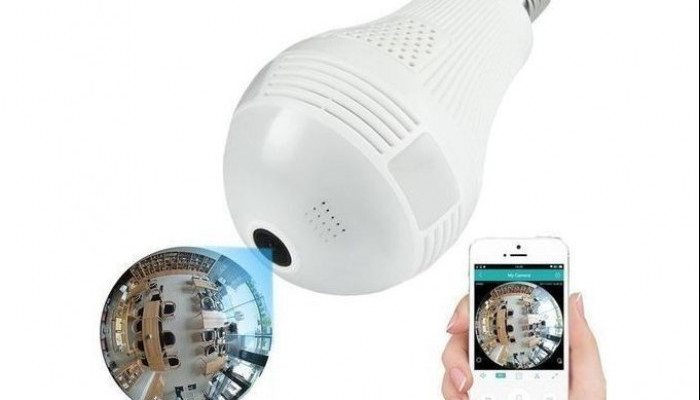 has a built-in 1080P 360-degree panoramic VR home surveillance