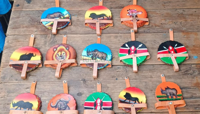 Hand-Painted Leather African Wildlife Coaster