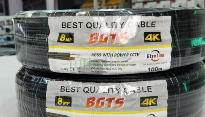 100m CCTV coaxial cable with integrated power line for camera