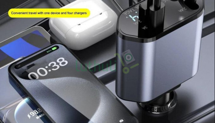 Universal Retractable Car Charging Adapter with Cable