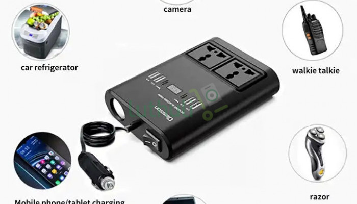 12V/24V to 220V Car Inverter with 4 USB Ports and Type C Port