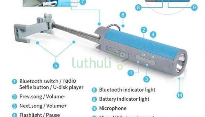 Bluetooth Speaker+ Power Bank+ Selfiestick