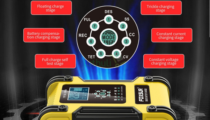 FOXSUR Lithium Battery Charger, 12V/24V 6Amp