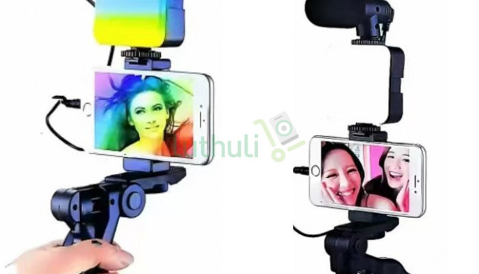 AY49 RGB Vlogging Kit - LED Light,Tripod,Microphone,Phone Holder