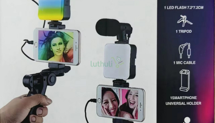 RGB Vlogging Kit -LED Light,Tripod,Microphone