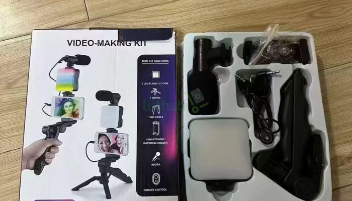 AY49 RGB Vlogging Kit - LED Light,Tripod,Microphone,Phone Holder