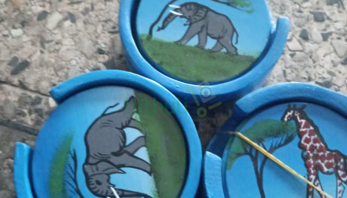 Hand-Painted Soapstone Wildlife Coaster Set