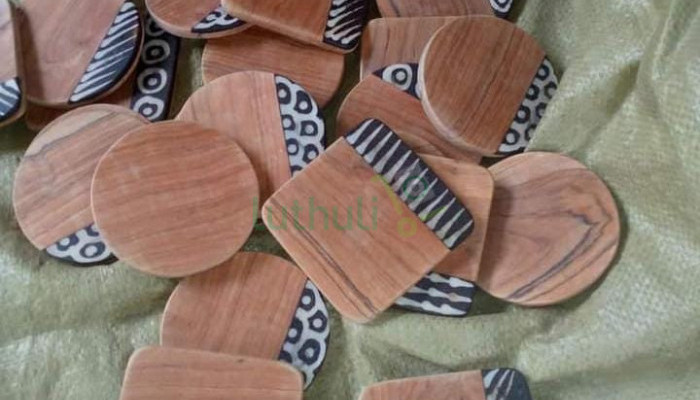 Handcrafted Olive Wood and Bone Inlay Coaster