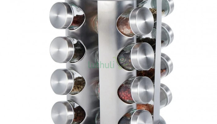 16pcs Spices And Herbs Rotating Rack Organizer