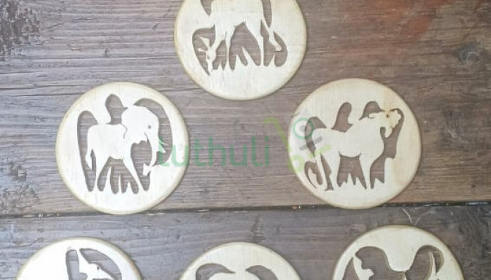 Wooden Animal-Themed Cup Holders Set